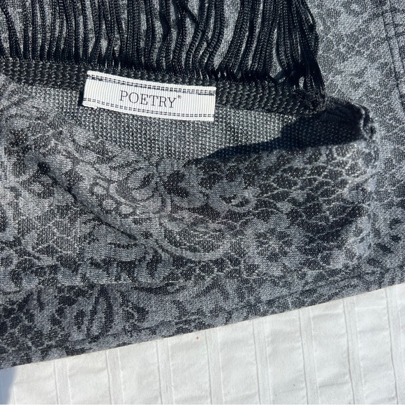 Poetry Grey Lace Print Backless Mini Dress with Draped Cords, L - Picture 7 of 8